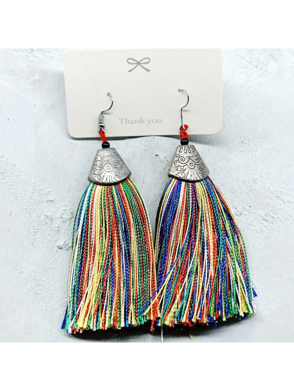 7378gc. Colorful Tassel Earrings Fringe Rainbow